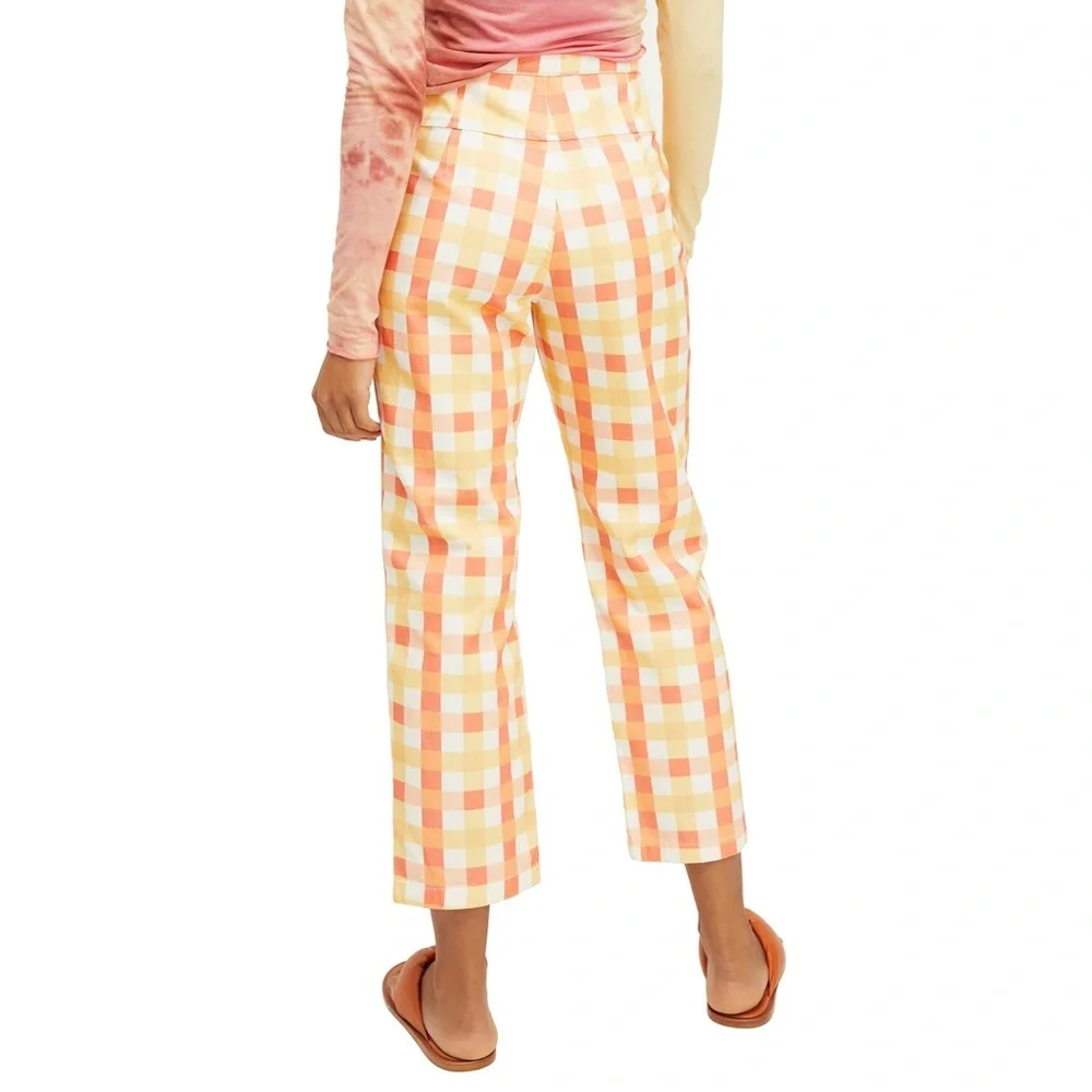 NEW Free People Women's She's All That Plaid Crop ANKLE High Waist Pants NWT - Picture 4 of 9